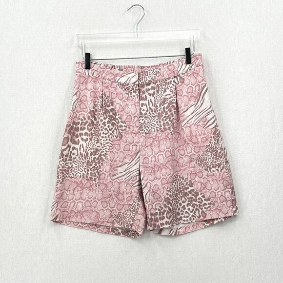 JOHNNY WAS Jayla Linen Animal Print Short Womens Medium High Rise Pull On Pleat - Picture 4 of 16